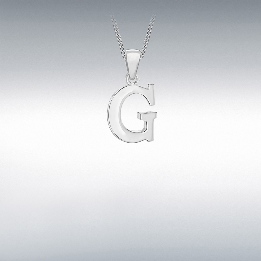 Sterling Silver 10.4mm x 20mm 'G' Initial Pendant