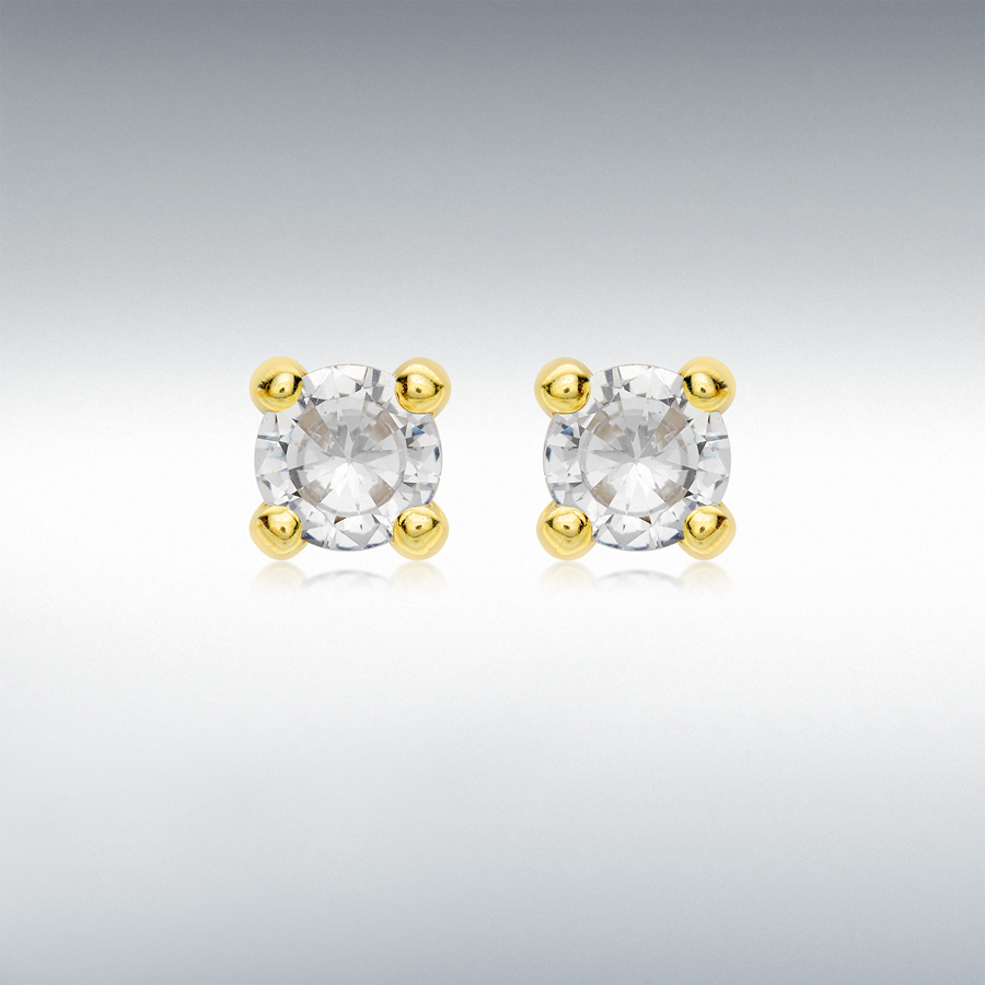 9ct Yellow Gold White 5mm CZ Stud Earrings