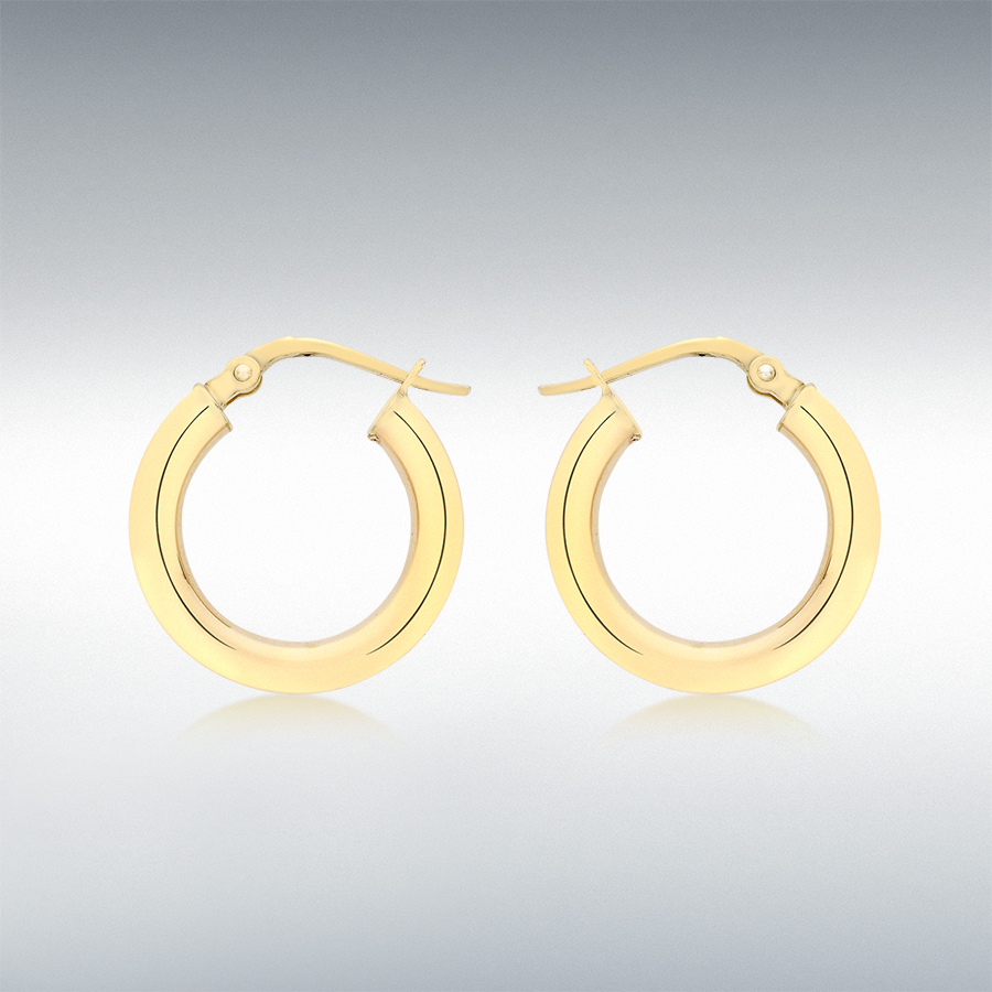 9ct Yellow Gold 3mm Tube 18mm Polished Hoop Creole Earrings