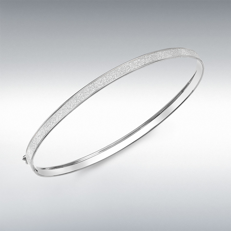 9ct White Gold 4mm Stardust Bangle