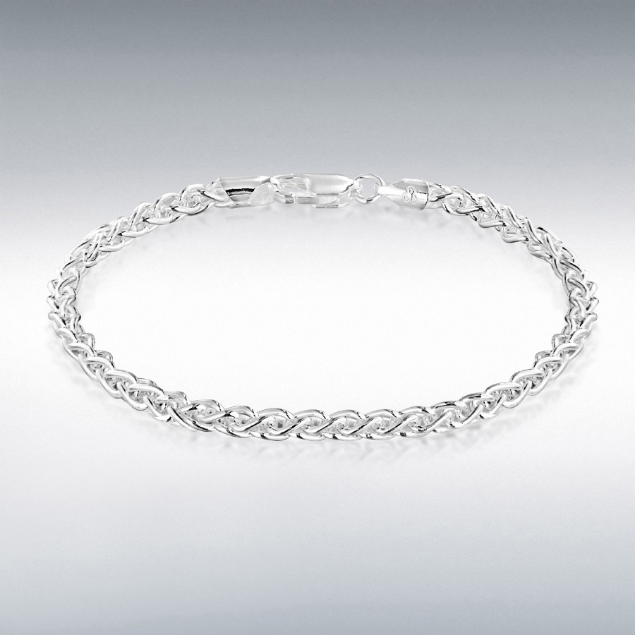 Sterling Silver 100 Spiga Chain Bracelet 18cm/7"
