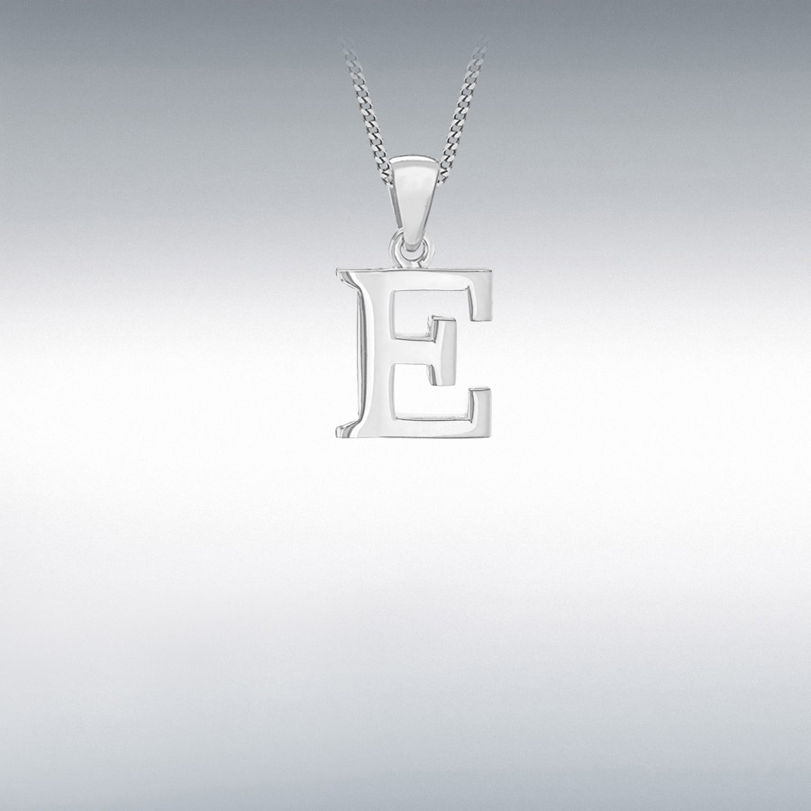 Sterling Silver 11.1mm x 20mm 'E' Initial Pendant