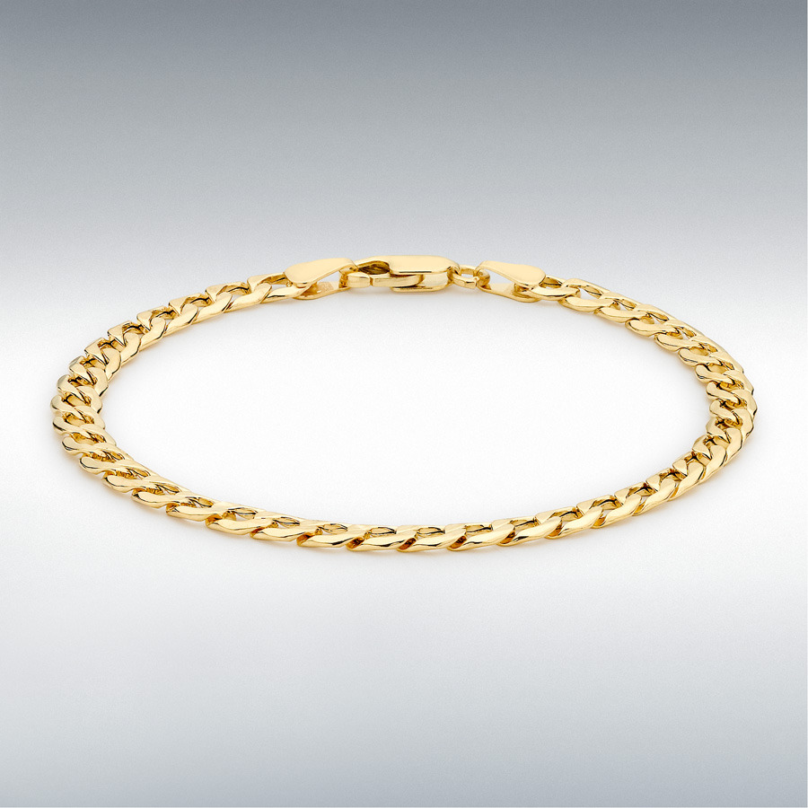 9ct Yellow Gold 120 Hollow 6-Sided Curb Chain Bracelet 21.5cm/8.5"