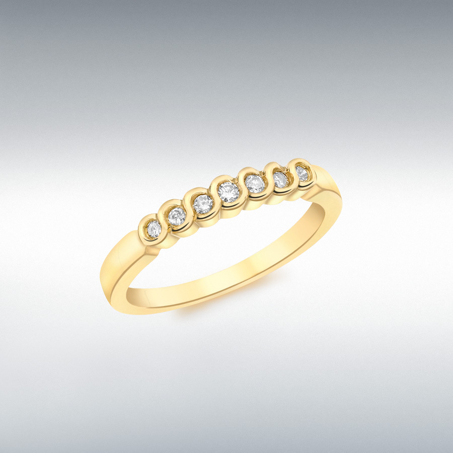 9ct Yellow Gold 0.15ct Diamond 7-Stone Ring