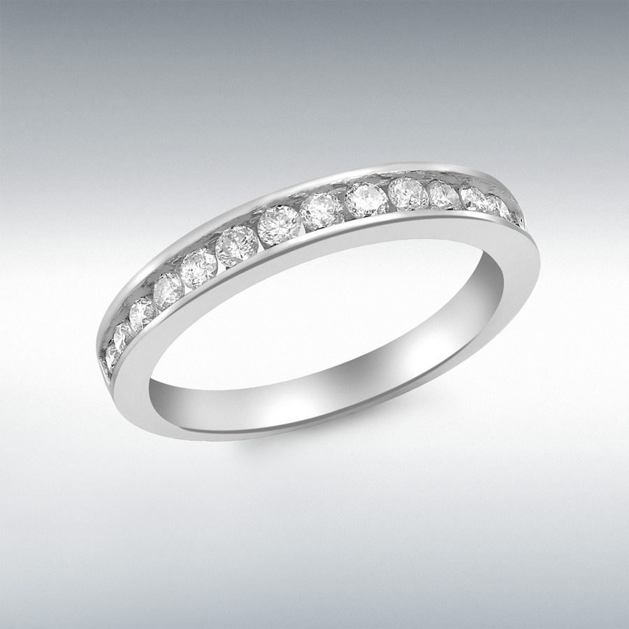 9ct White Gold 0.50ct Channel Set Diamond Ring
