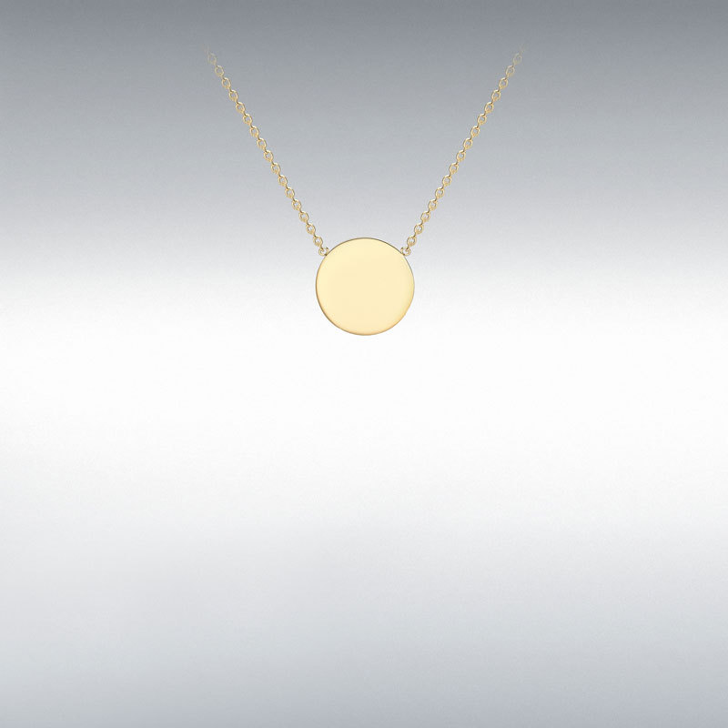9ct Yellow Gold 10mm Disc Adjustable Necklace 41cm/16"-43cm/17"