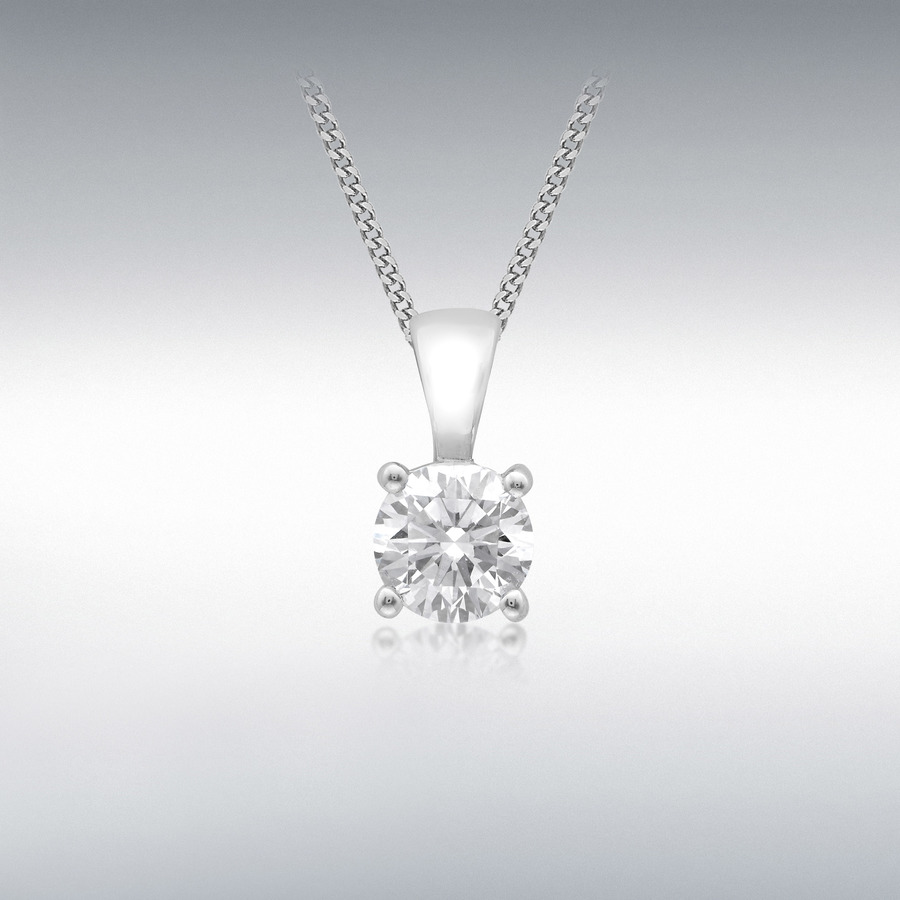 18ct White Gold 0.33ct Lab Created Diamond 4.5mm x 9mm Pendant