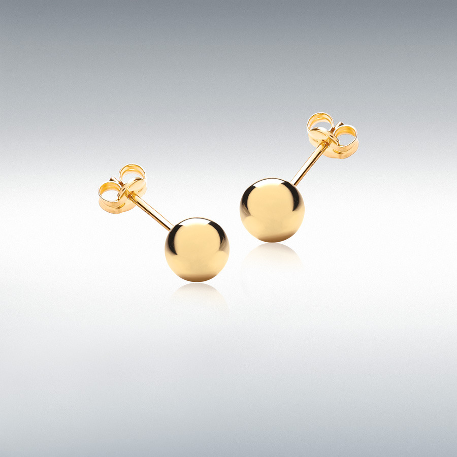 18ct Yellow Gold 6mm Polished Ball Stud Earrings