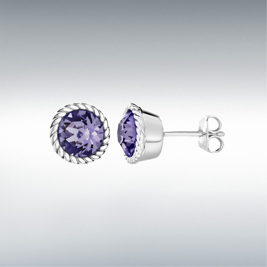 Sterling Silver Violet Swarovski Crystal 11mm December Birthstone Stud Earrings