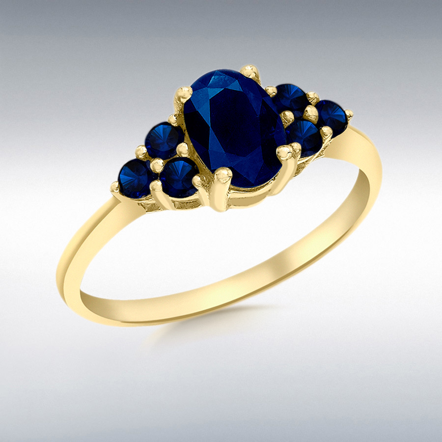 9ct Yellow Gold Sapphire Cluster Ring