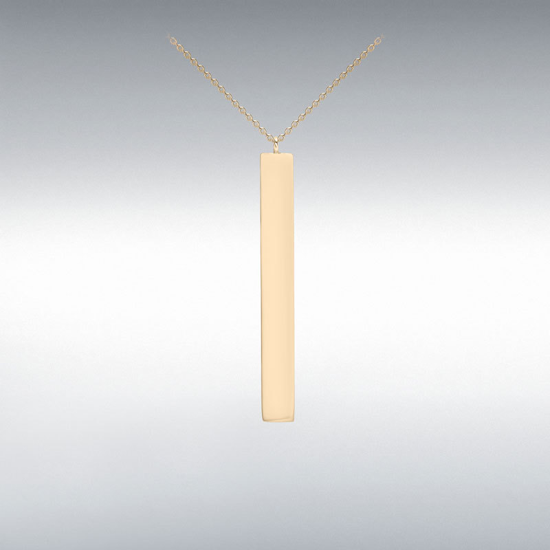 9ct Rose Gold 4.9mm x 39.7mm Vertical-Bar Adjustable Necklace 41cm/16"-43cm/17