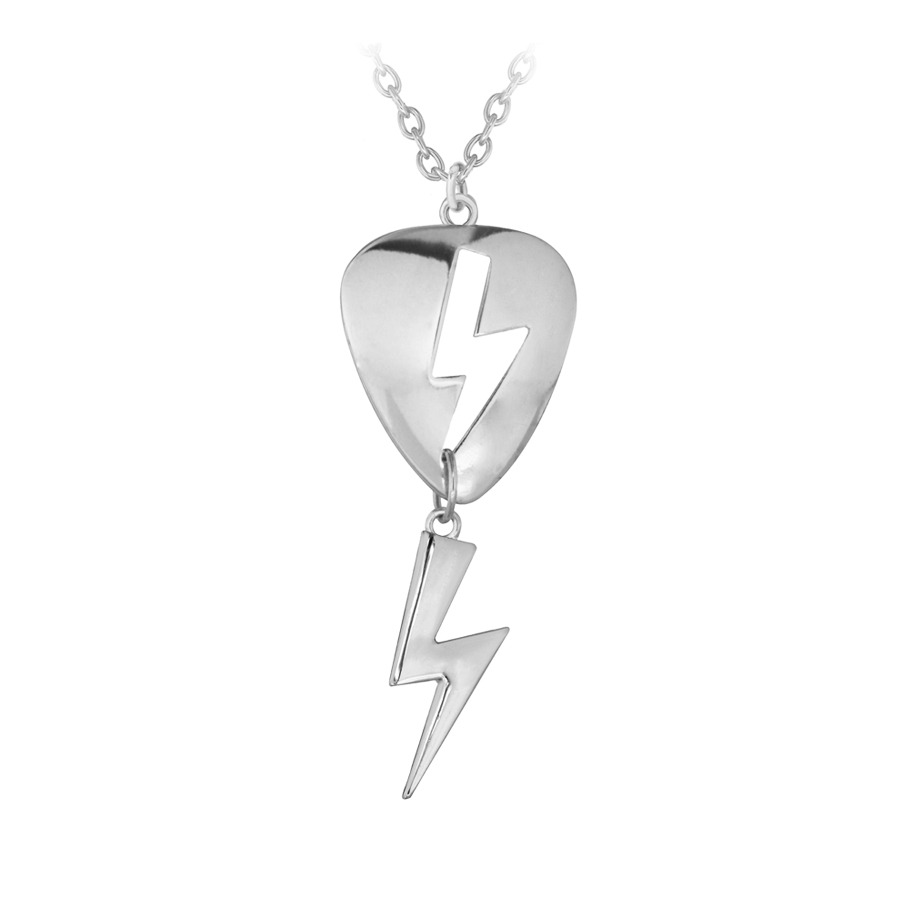 Ibiza Rocks Cutout Hanging Lightning Bolt Plectrum Pendant  Adjustable Necklace 46cm/18"