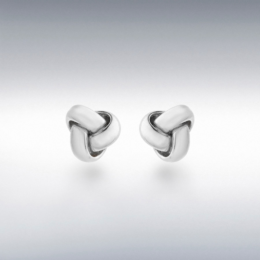 9ct White Gold 6mm Knot Stud Earrings