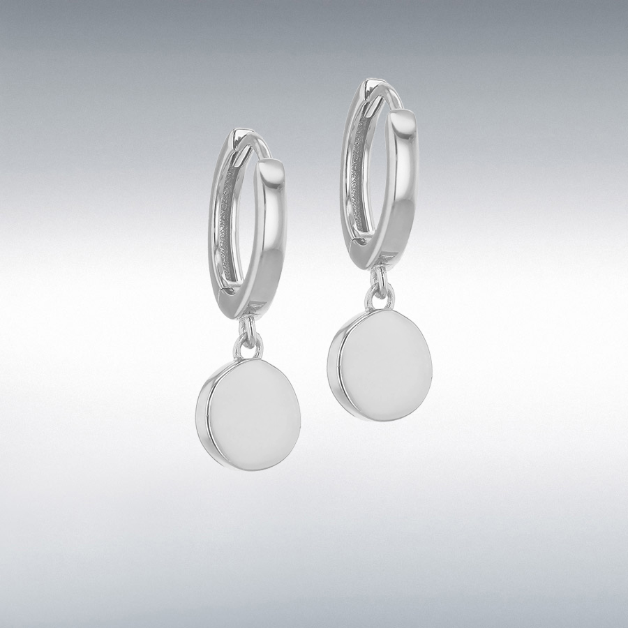 Sterling Silver 7mm x 22.5mm Disc and Hoop Creole Earrings