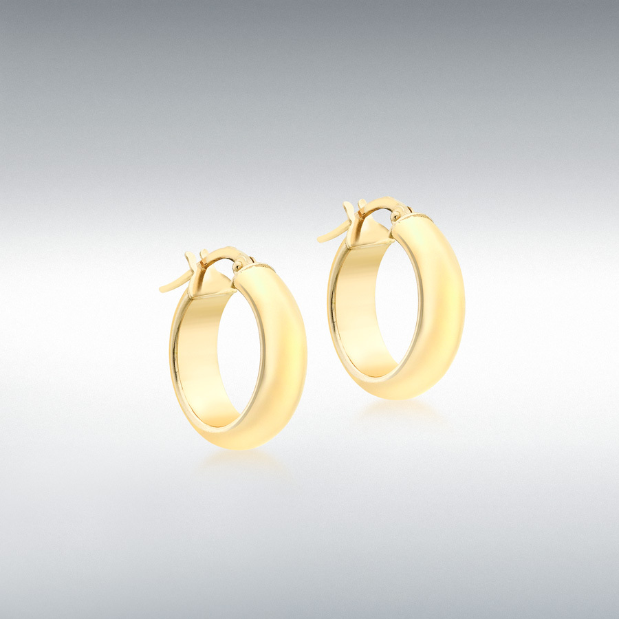 9ct Yellow Gold 5mm Tube 19mm Polished Round Hoop Creole Earrings