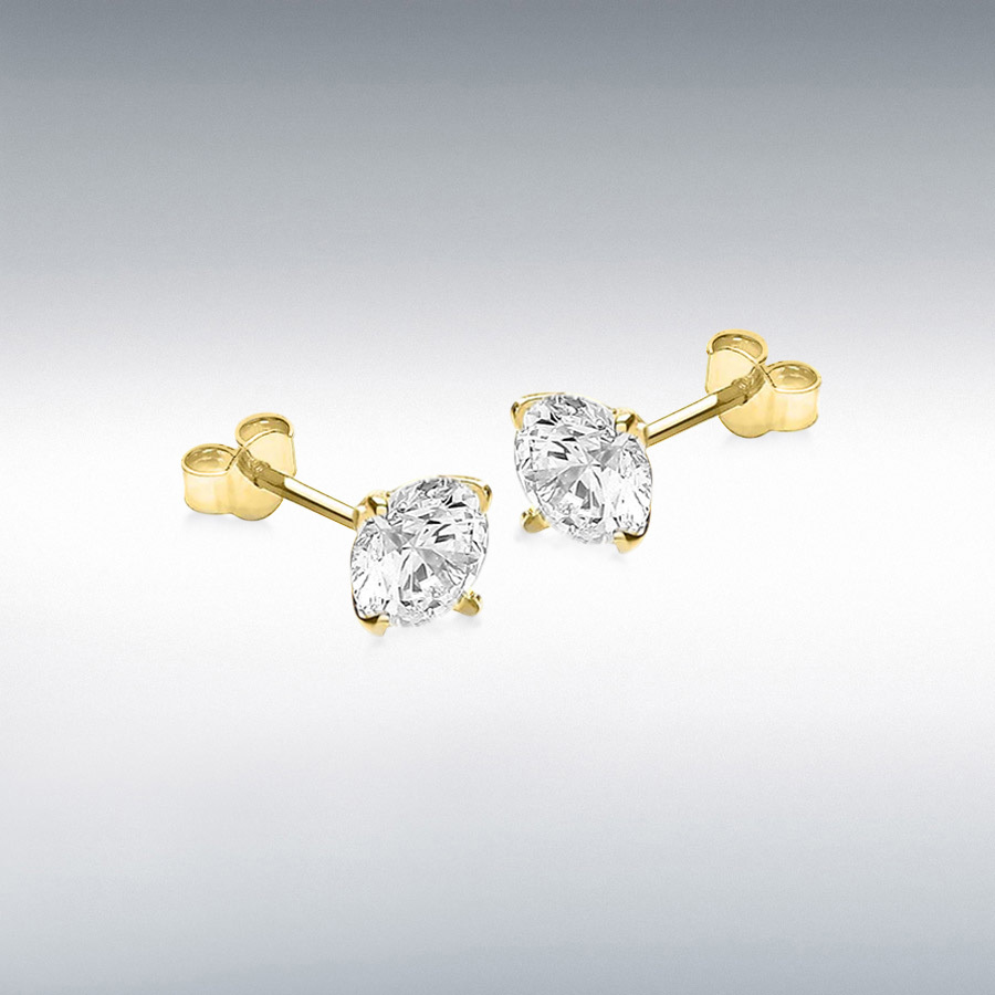 9ct Yellow Gold 7mm Round CZ Stud Earrings