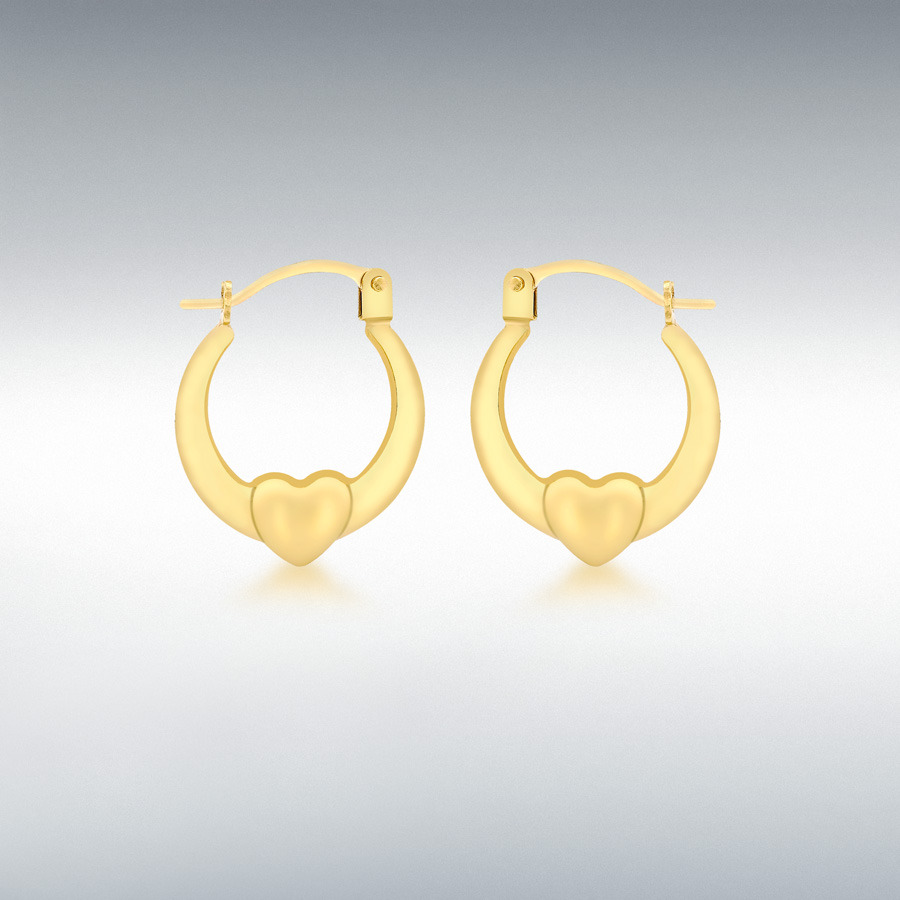 9ct Yellow Gold 13.5mm x 16mm Heart Creole Earrings