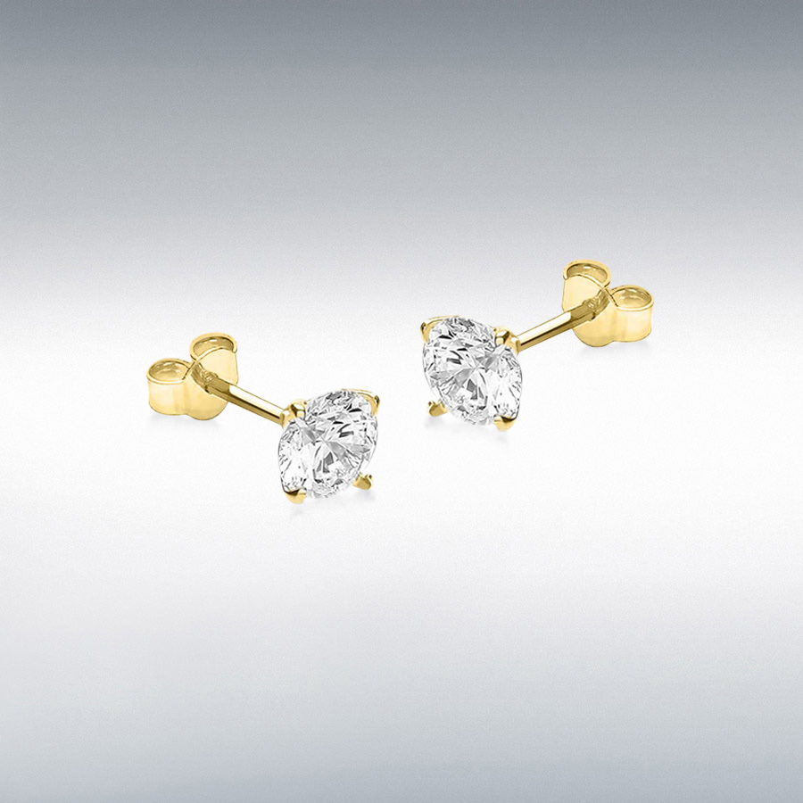 9ct Yellow Gold 5mm Round CZ Stud Earrings