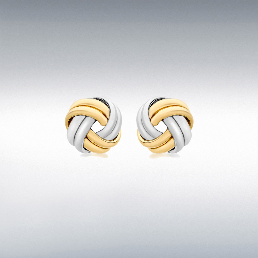18ct 2-Colour Gold 8.5mm Double-Knot Stud Earrings