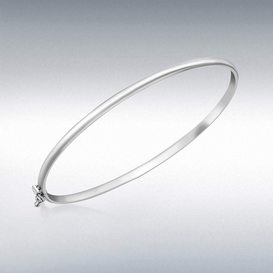 9ct White Gold 3mm Domed Tube Bangle