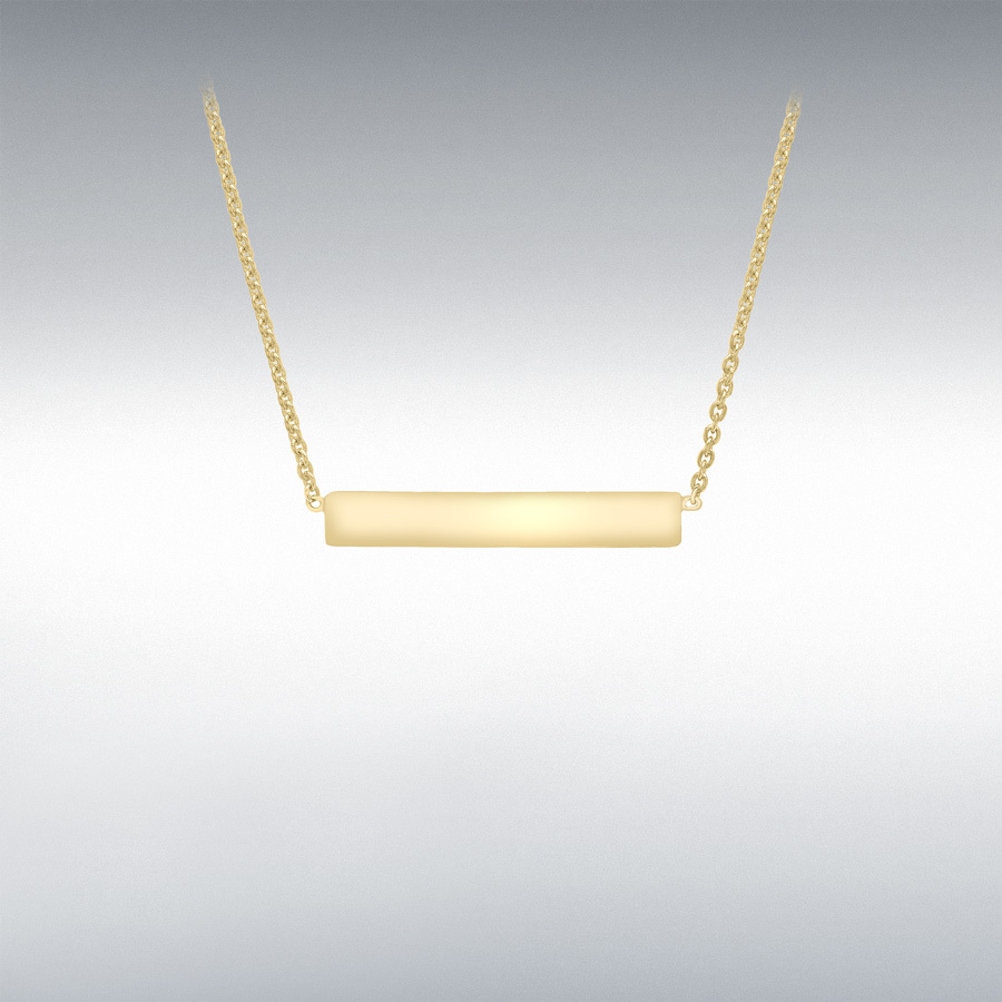 9ct Yellow Gold 22mm x 3mm Horizontal-Bar Adjustable Necklace 41cm/16"-43cm/17