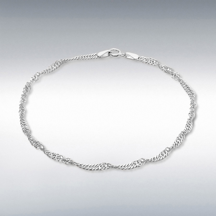 9ct White Gold 45 Twist Curb Chain Bracelet 19cm/7.5"