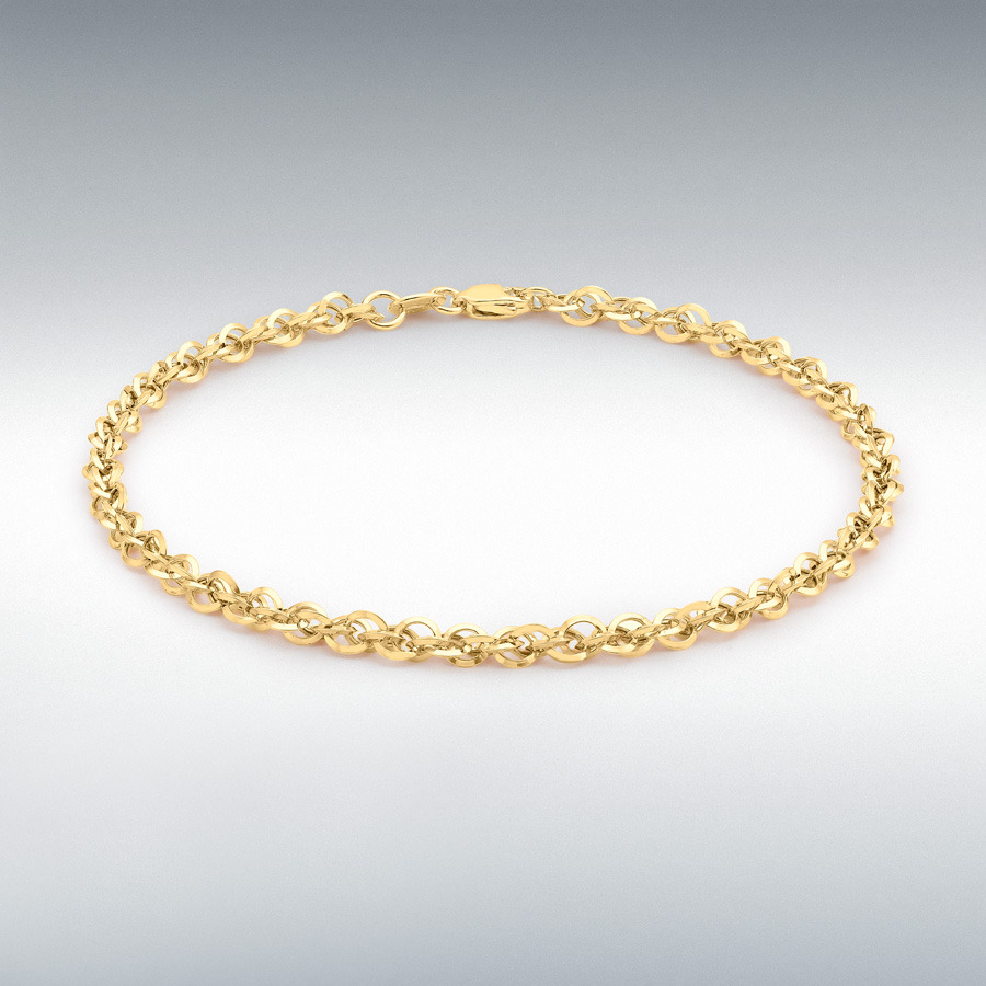 9ct Yellow Gold 60 Diamond Cut 'Prince of Wales' Bracelet 19cm/7.5