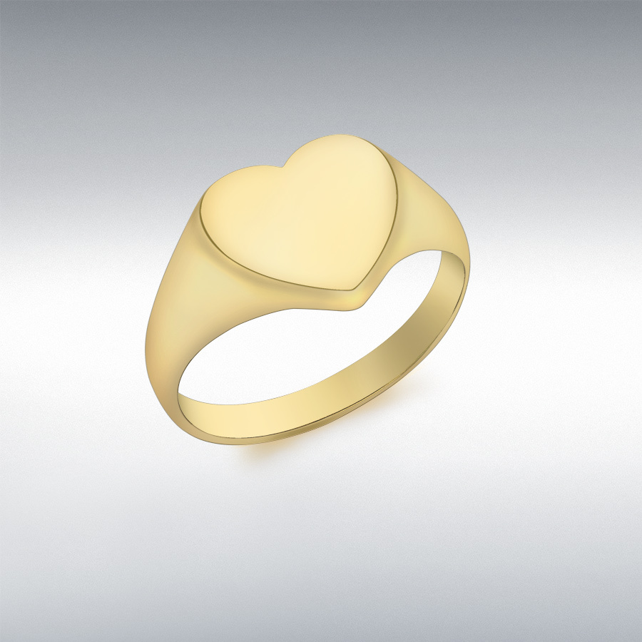 9ct Yellow Gold Plain 11mm x 10.5mm Heart Signet Ring