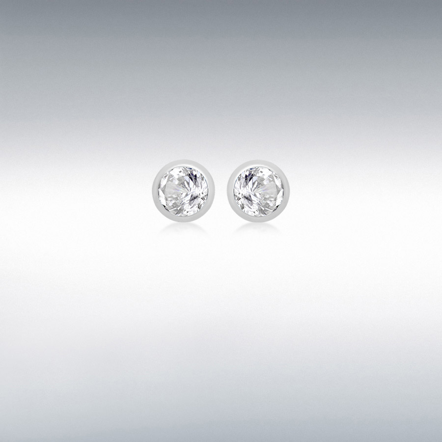 Sterling Silver 3mm White CZ April Birthstone 4mm Stud Earrings