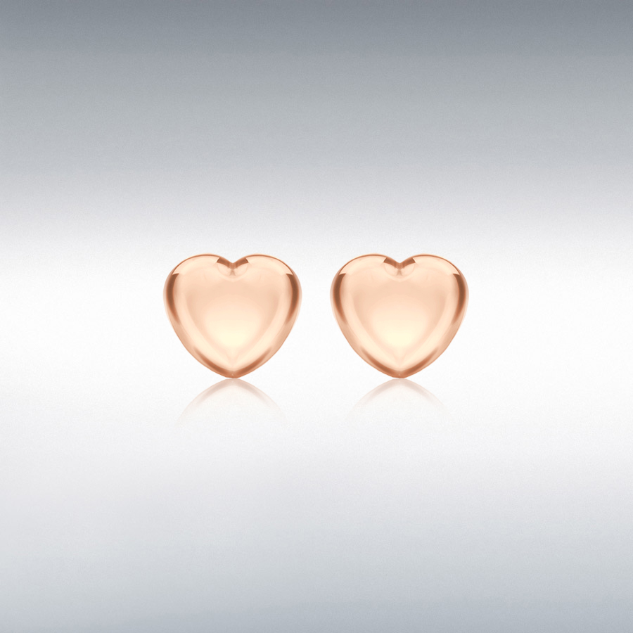 Sterling Silver Rose Gold Plated 5mm x 4.5mm Heart Stud Child's Earrings