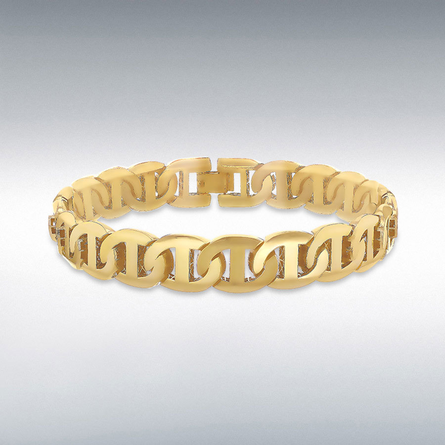 9ct Yellow Gold 10.5mm Width 250 Rambo Bracelet 20cm/8"