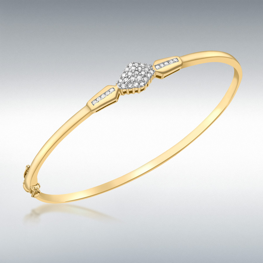 9ct Yellow Gold 0.29ct Diamond Cluster Bangle