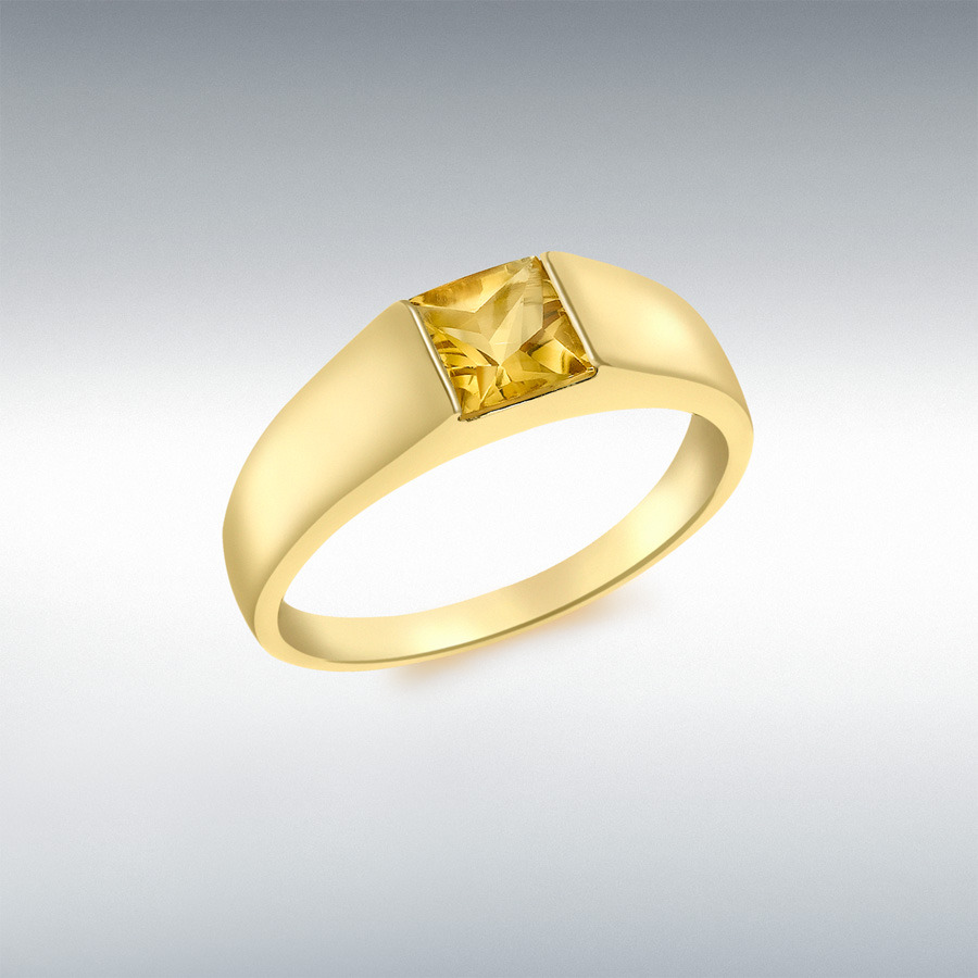 9ct Yellow Gold Square Citrine Dress Ring