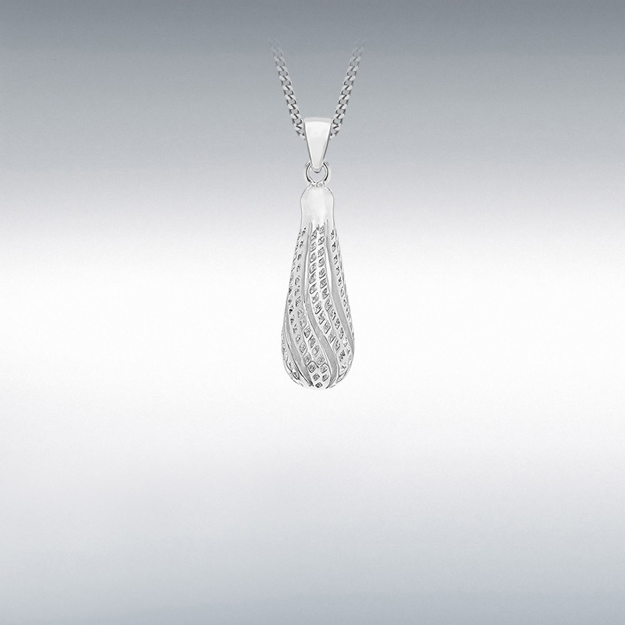 Sterling Silver Diamond Cut Teardrop Pendant