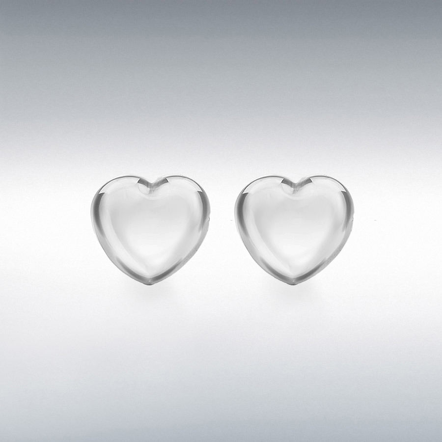 Sterling Silver Rhodium Plated 5mm x 5mm Heart Stud Earrings
