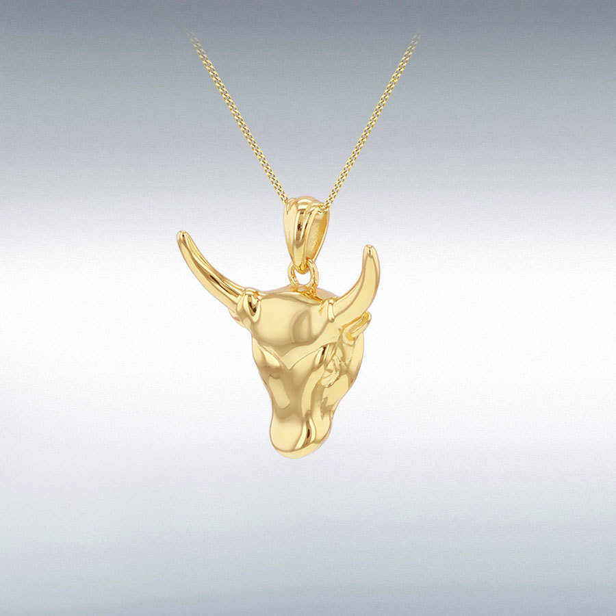 Sterling Silver Gold Plated Small Steer Head Pendant
