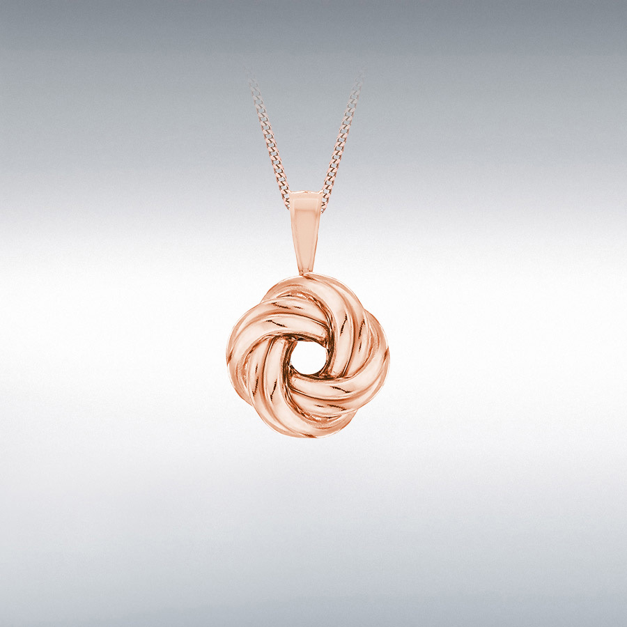 Sterling Silver Rose Gold Plated 12mm x 18mm Knot Pendant