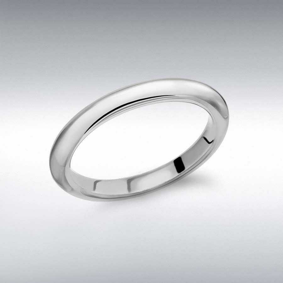 Sterling Silver Rhodium Plated 3mm Band Stacking Ring