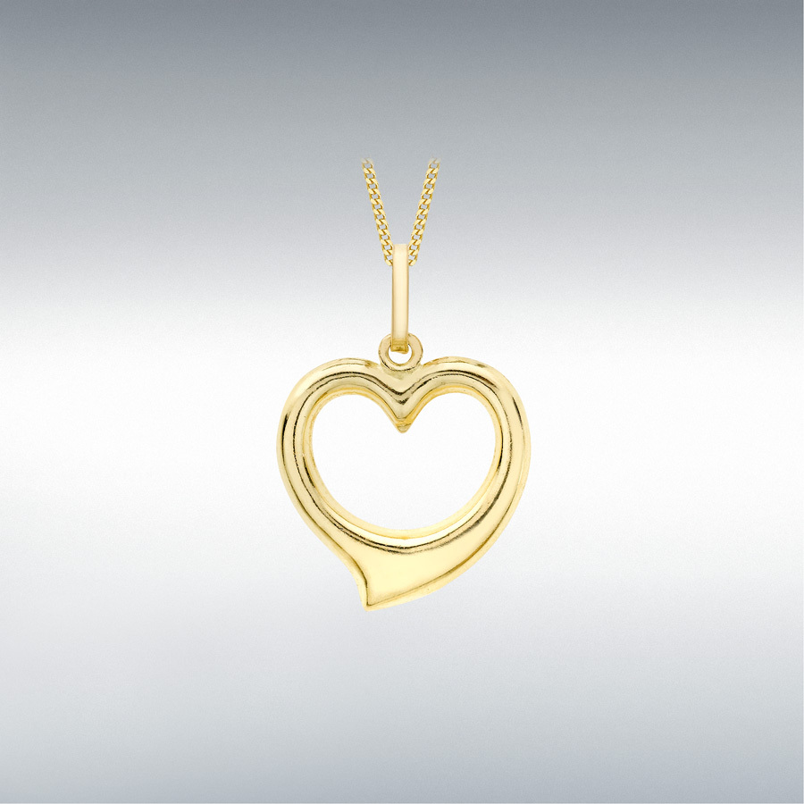 9ct Yellow Gold 16mm x 18mm Heart Pendant