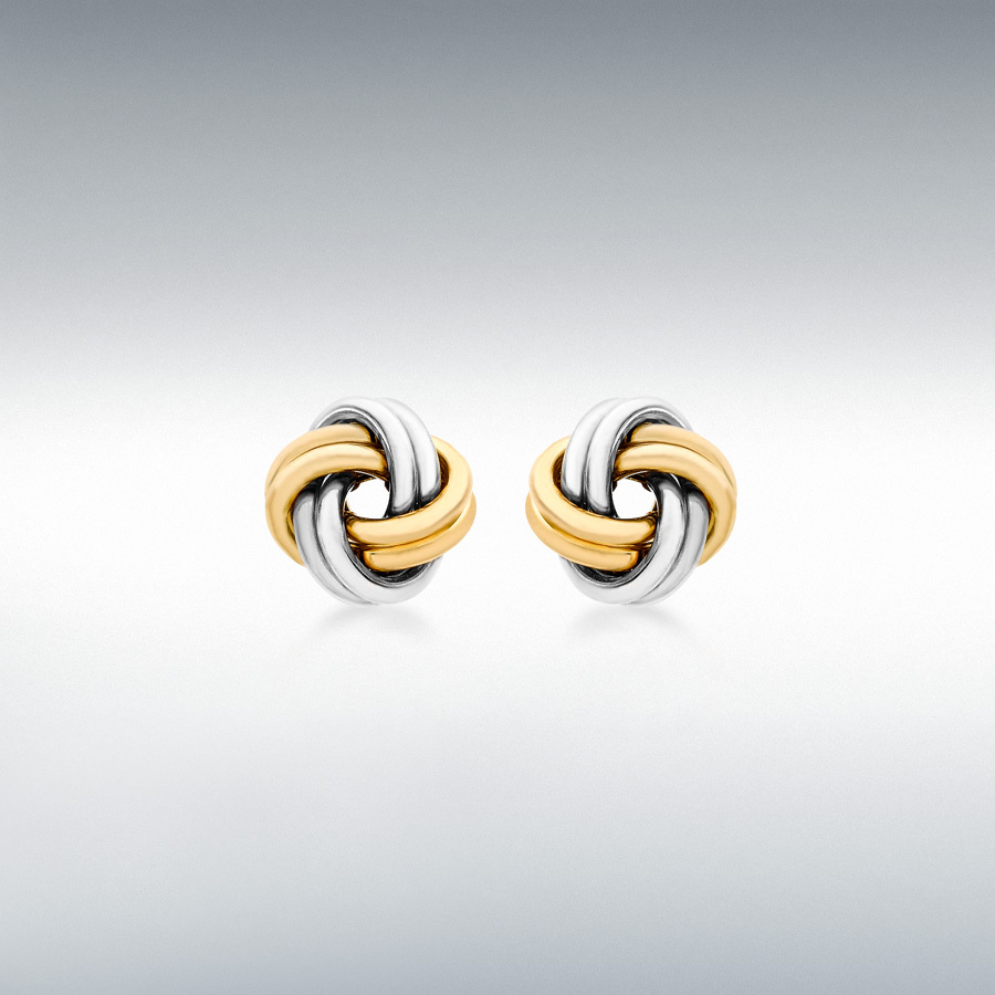 9ct 2-Colour Gold 10mm Knot Stud Earrings