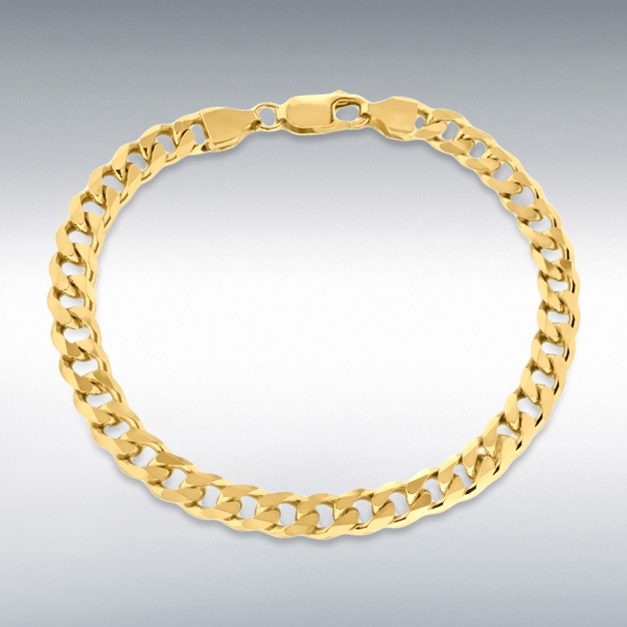 Sterling Silver 1 Micron Yellow Gold Plated 165 Curb Chain Bracelet 20cm/8"