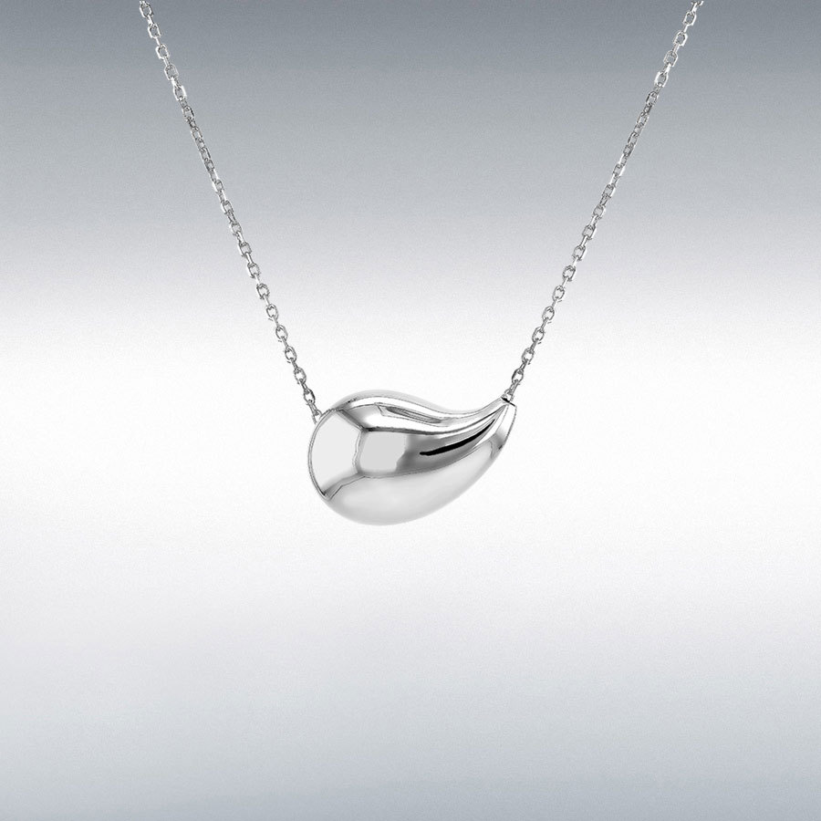 Sterling Silver Rhodium Plated 25mmx15mm Electroform  Pear Slider Pendant Adjustable Necklace 43cm/17" x 46cm/18"