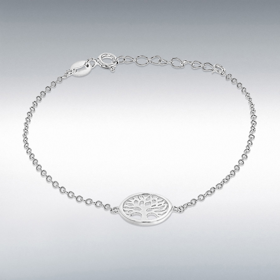 Sterling Silver Rhodium Plated 11mm 'Tree of Life' Adjustable Bracelet 16cm/6.25"-18.5cm/7.25"