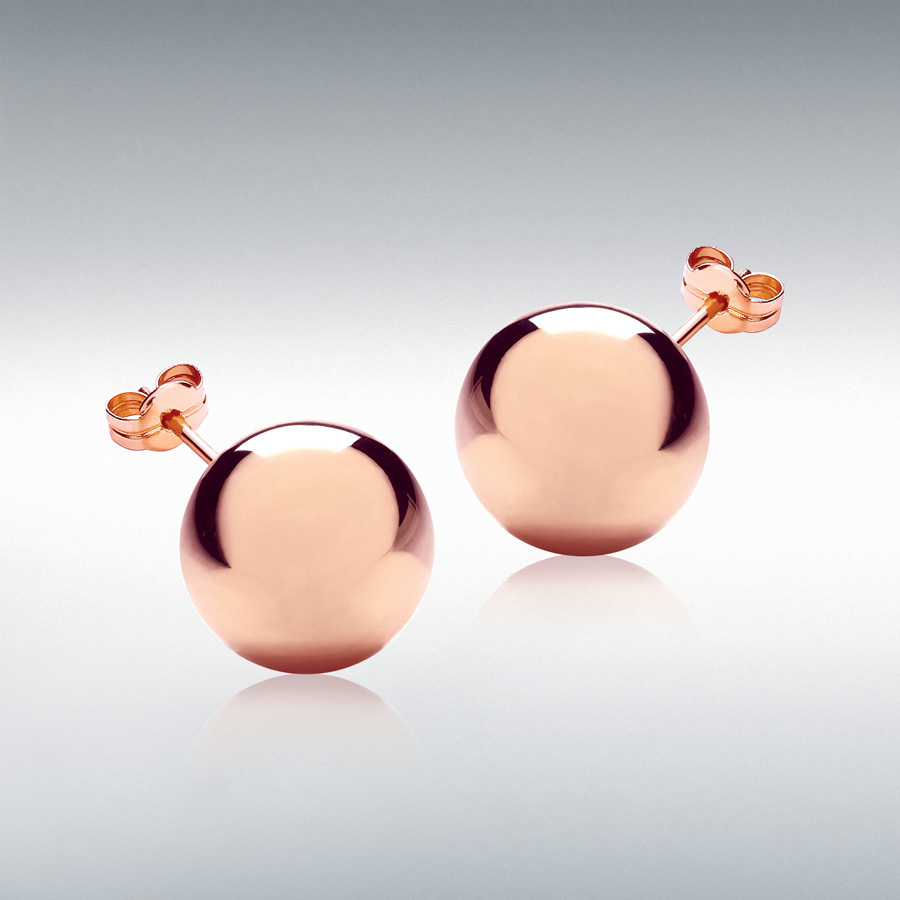 9ct Rose Gold 12mm Polished Ball Stud Earrings