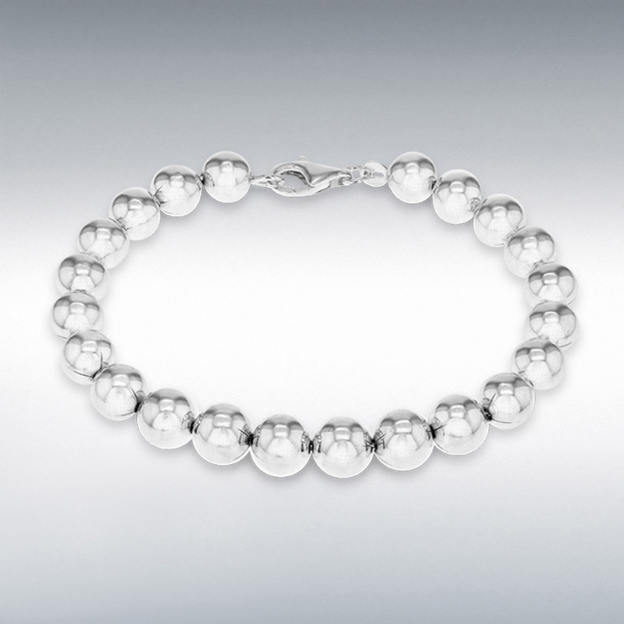 Sterling Silver 8mm Ball Bracelet 19cm/7.5"