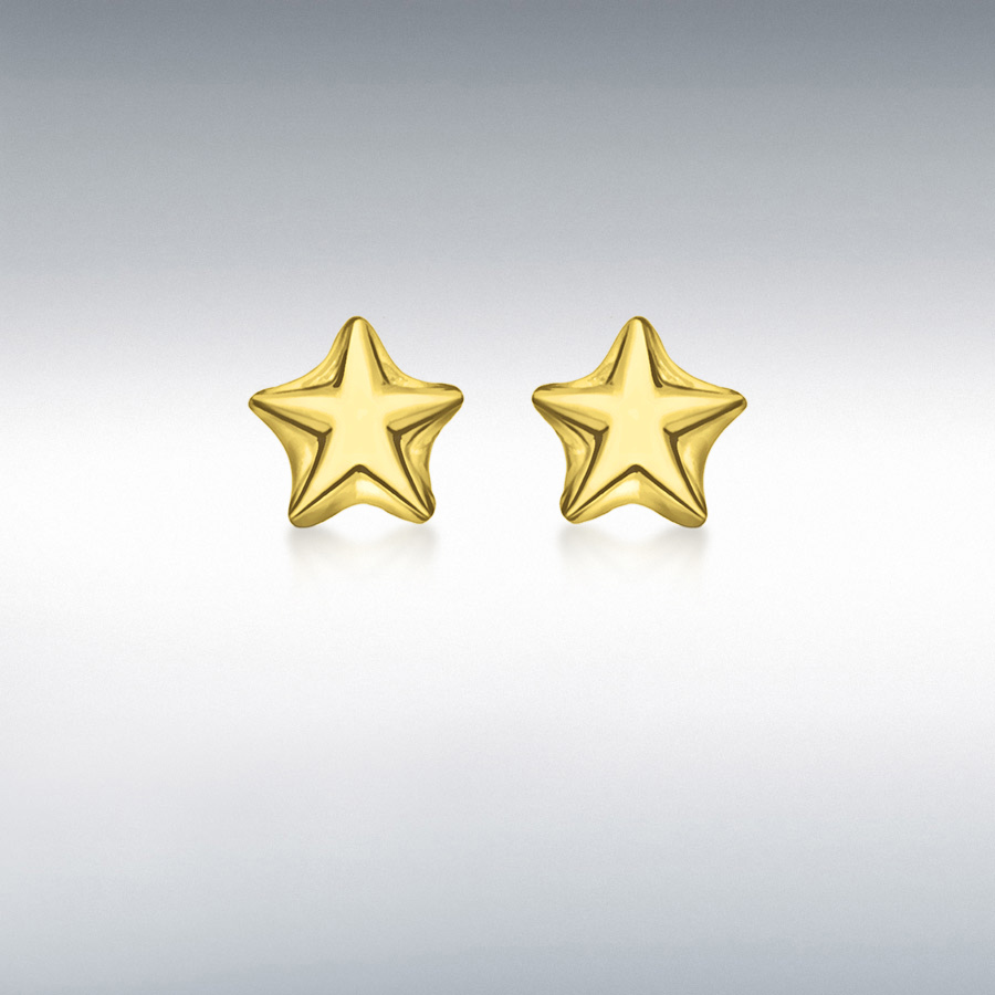 Sterling Silver Yellow Gold Plated 5mm x 5mm Star Stud Earrings