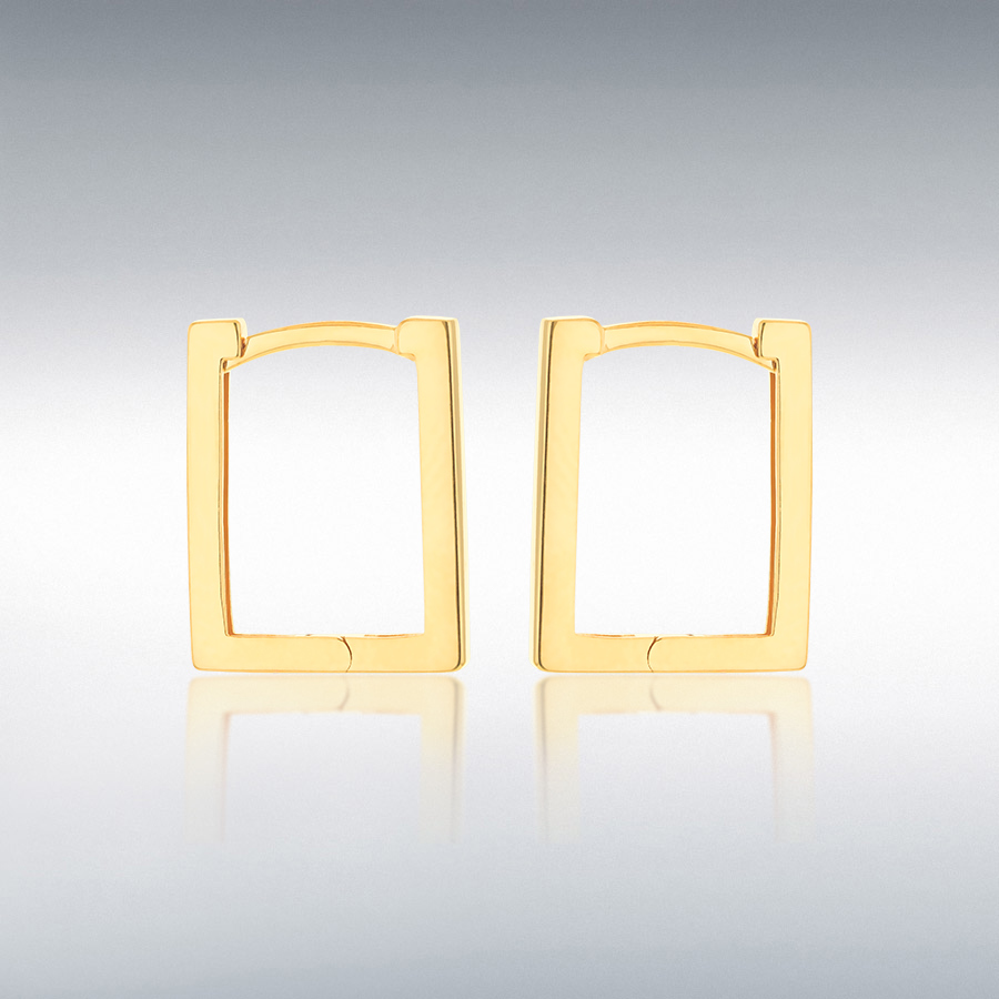 9CT YELLOW GOLD 13.5MM X 1.5MM RECTANGULAR HOOP EARRINGS