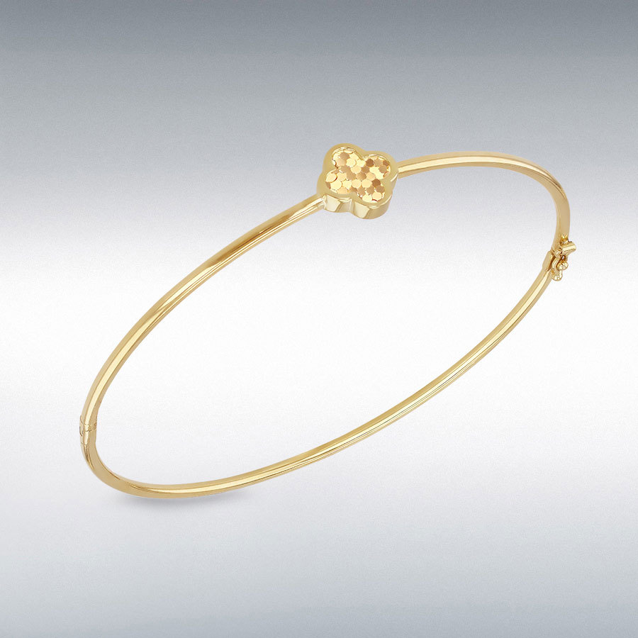 9ct Yellow Gold 9.3mm Disco Petal Bangle