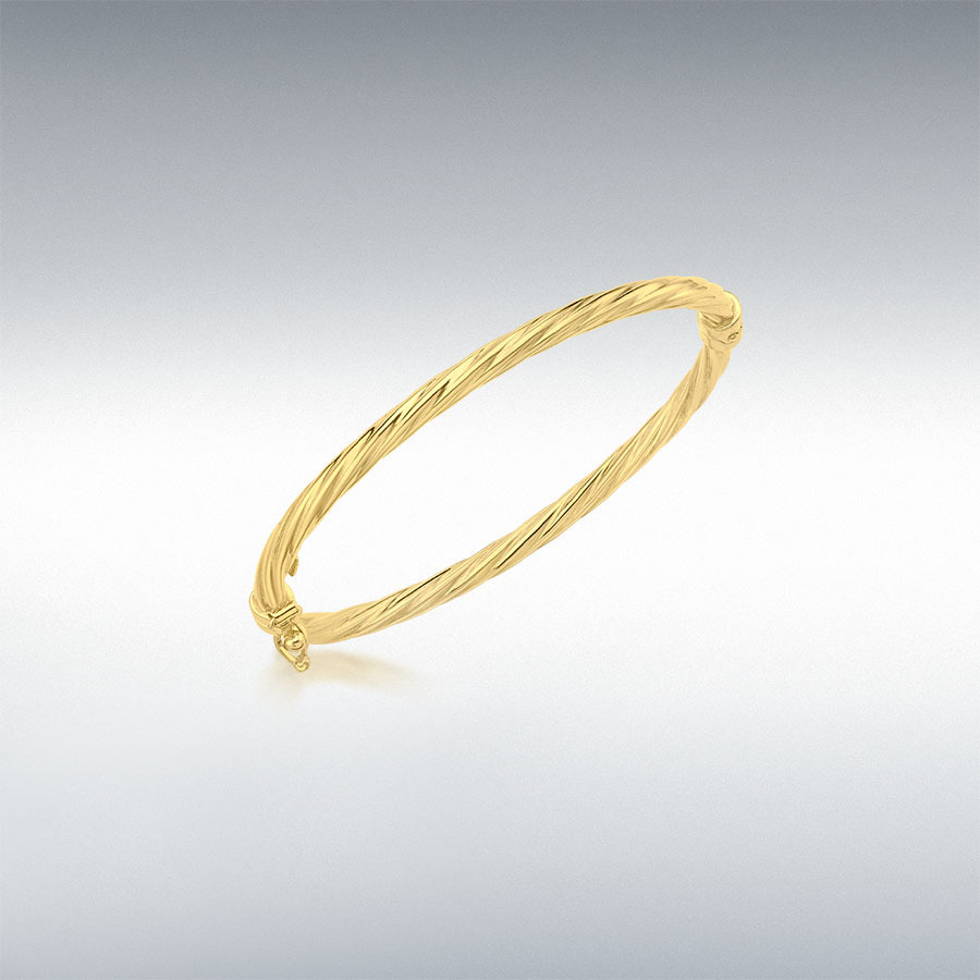 9ct Yellow Gold 3mm Twist Oval 44mm x 37mm Baby Bangle