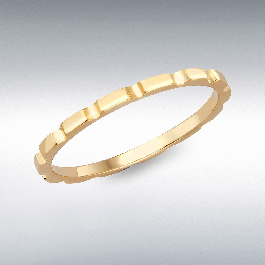 9ct Yellow Gold Flat Brick Band Stack Ring